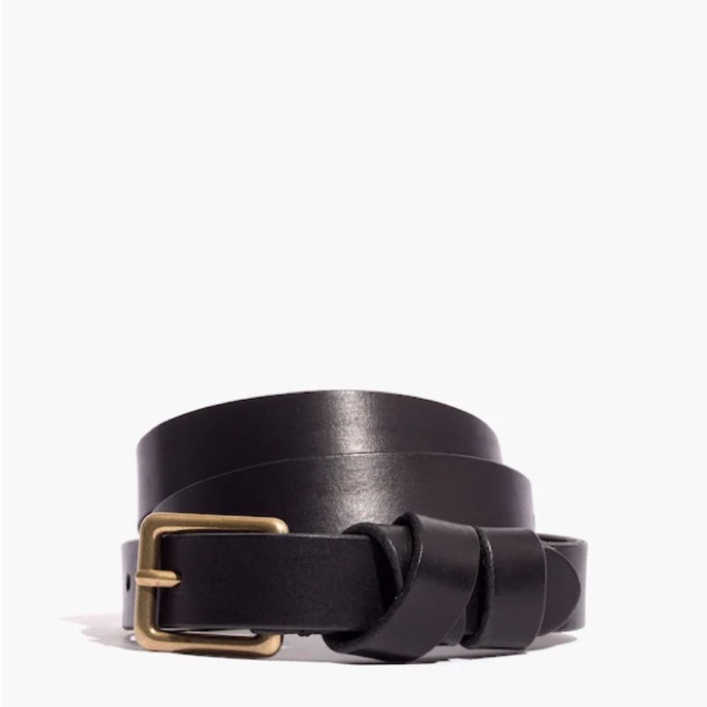 Madewell Women's Tan Leather Belt with Gold Buckle